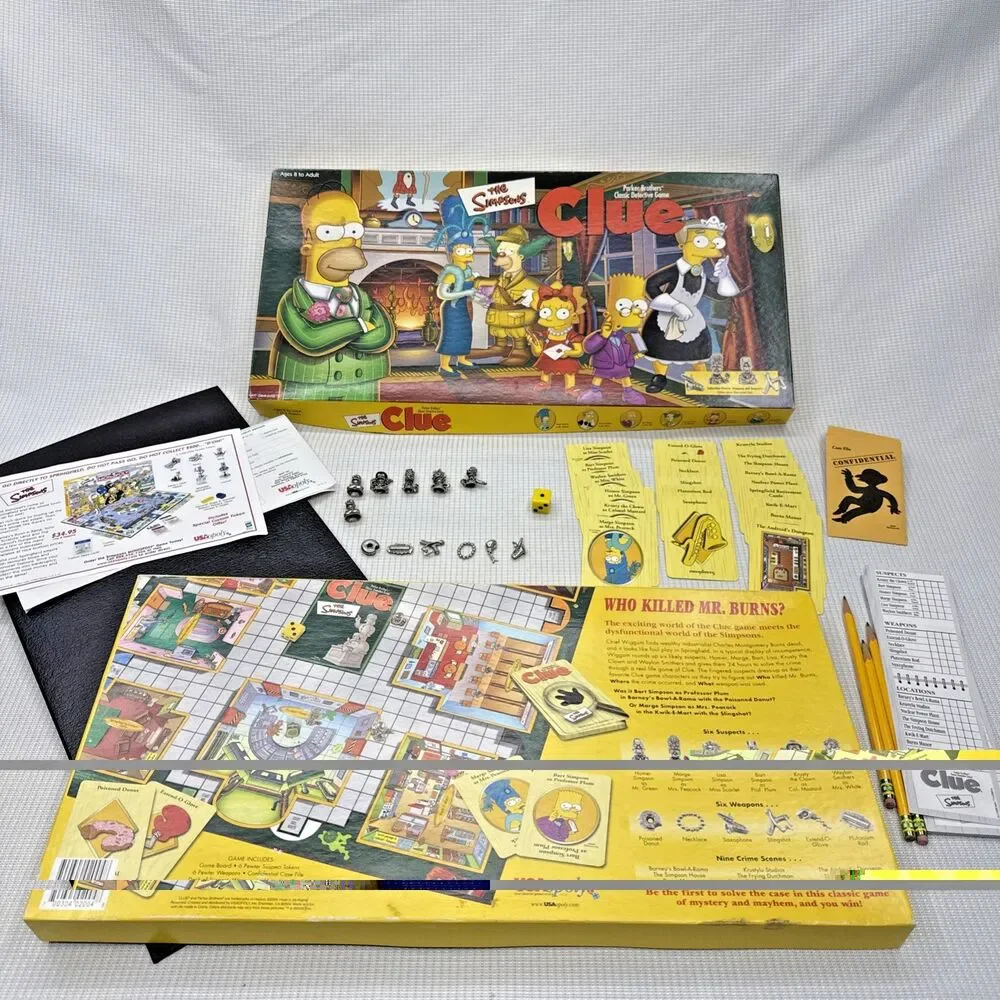 Vintage 2000 Parker Brothers The Simpsons CLUE Board Game